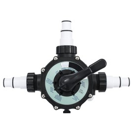 vidaXL Multiport Valve for Sand Filter, 1.5" 6-Way, ABS Construction, Pool Accessory with Integral Sight Glass and 3 Fittings, Easy-to-Use Lever Action Handle