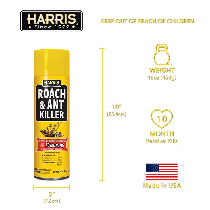 Harris 10-Month Roach & Ant Killer, Odorless & Non-Staining Aerosol