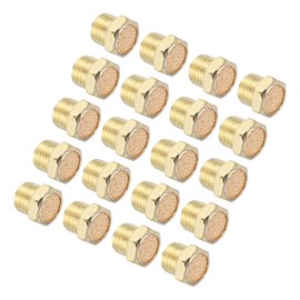 sourcing map 20PCS Pneumatic Exhaust Muffler, 1/4" NPT Male Sintered Bronze Muffler Air Line Fittings for Pneumatic Tools and Industrial Machinery