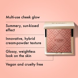 ICONIC London Kissed by the Sun Multi-Use Cheek Glow Illuminator | Highlighter Makeup, Bronzer, Blush, So Cheeky, 5 g