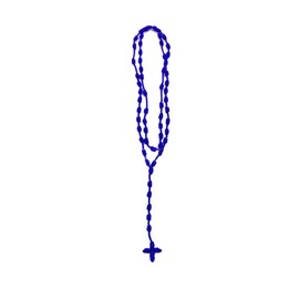 Caiyao Lightweight Catholic Knotted Rosary Cross Long String Necklace for Women Durable Braided Long Knotted Cord Rope Strand Twine Cross Spiritual Necklace-Blue