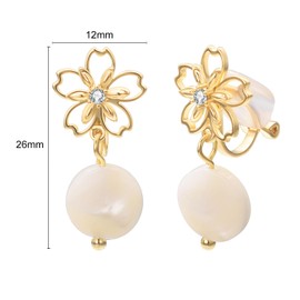 Vissen Cherry Blossom Cubic Zirconia Baroque Pearl Drop Earrings For Women 925 Sterling Silver Gold Plated Clip On Earring