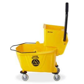 Dryser Commercial Mop Bucket with Side Press Wringer, 26 Quart, Yellow