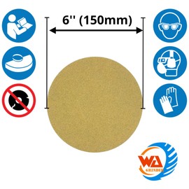 50PACK - 6'' Inch No-Hole Hook and Loop Sanding Discs, Gold Orbital Sanding Sander Paper Sandpaper for Wood, Automotive Body Shop (no Holes - Assorted Grits 40/80/120/240/320)