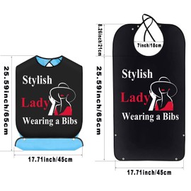 BWWKTOP Stylish Lady Wearing A Bibs Adult Bibs With Crumb Catcher Adjustable Eating Clothing Protectors Adult Bibs For Women (Stylish Lady)