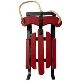 Grace Home Rustic Hanging Wooden Santa Sled Wall Decor, Old Fashioned Decorative Hanging Sleigh Christmas Tree Decoration Wood Sleds Outdoor Yard Decorations (Small)