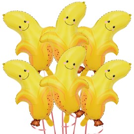 Banana Balloons, 10 Pcs Fruit Aluminum Foil Balloons Banana Shape Foil Balloons for Birthday Baby Shower Gender Reveal Party Decoration