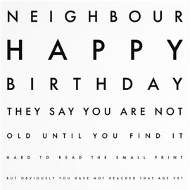 Hunts England - Neighbour Funny Joke Birthday Card - Neighbour - Happy Birthday - Fun Rude Birthday Card - Letters Collection