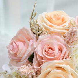 LESING Bridal Wedding Bouquets Artificial Rose Flowers Bouquet Handmade Romantic Wedding Bouquets for Bride Bridesmaid Holding Flowers (Bouquet-Rose Pink)