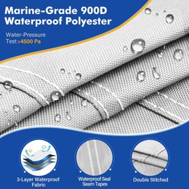 YimSting 900D Waterproof Pond Boat Cover Fits 8'-10'L Pond Prowler Bass Raider Boat and Bass Fishing Boat, Heavy Duty Marine Grade Canvas, Gray