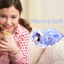 FLAdorepet Guinea Pig Hideout Bed Rabbit Hamster House Cave Cozy Nest for Squirrel Chinchilla Ferret Sugar Glider Small Animal Supplier Cage Accessories(L, Blue)