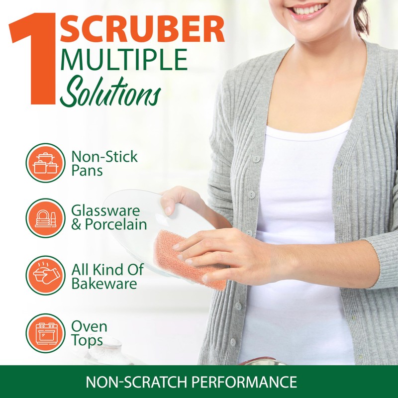 Peachy Clean Silicone Dish Sponge Scrubbers, Fresh Peach Scent, Non-Scratch,