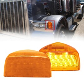 LEAVAN 2Pcs Turn Signal Fit for Peterbilt, 31 LED Triangle Amber Turn Signal With 3 Wires Replacement Fit for Peterbilt 379 359 357 365 378 Amber Led/Clear Lens (Amber Lens)