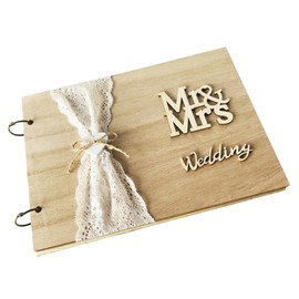 ABOOFAN Wedding Guest Book Elegant Wooden Sign-in Book for Weddings Engagements and Special Occasions Pages for Guest Messages and Memories DIY Keepsake