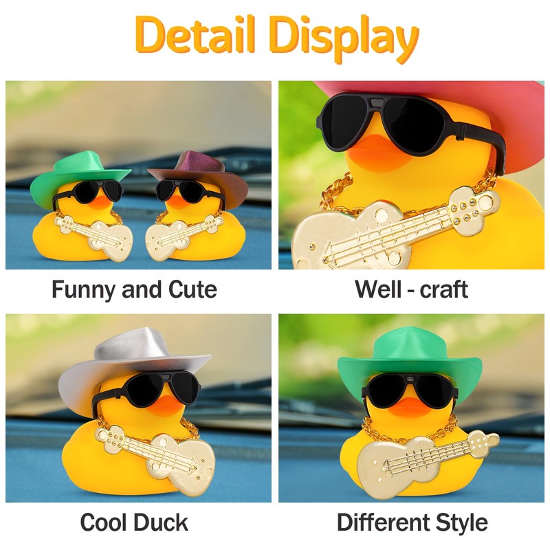 wonuu Car Dashboard Decor Guitar Rubber Duck, Car Ducks Ornaments