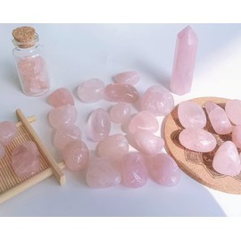 Rose Quartz Polished Crystal Stones Natural Healing Crystals Tumbling Reiki Gemstones Energy Balancing Meditation Crystal Grid Decorative Gift 200g