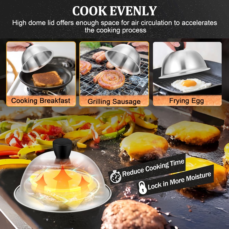 6 Inch Griddle Basting Covers & Smash Burger Press (2