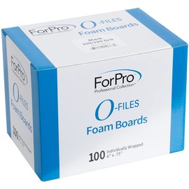 ForPro Professional Collection O-Files Foam Board, Double-Sided Manicure Nail File, 180/400 Grit, Individually-Wrapped, 6” L x .75” W, Black, 100-Count