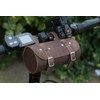 London Craftwork Vintage Brown Leather Roll Bag + Bike Repair