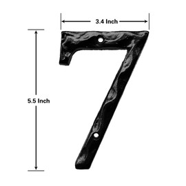 House Numbers for Outside - Cast Iron Home Address 5.5 Inch Metal Mailbox Number 7 - Black