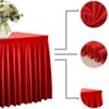 Mantel ajustable de terciopelo rojo para mesas rectangulares, resistente a