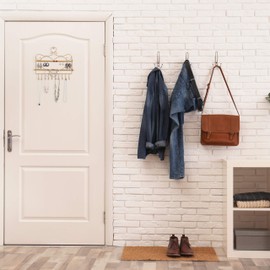 Relaxdays Jewellery Wall Rack, Metal, Gold, 30 x 36.5 x 3.5 cm