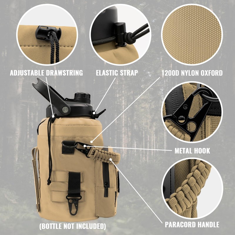 NATURE PIONEOR 32 64 128oz Tactical Water Bottle Pouch, Multi-Function