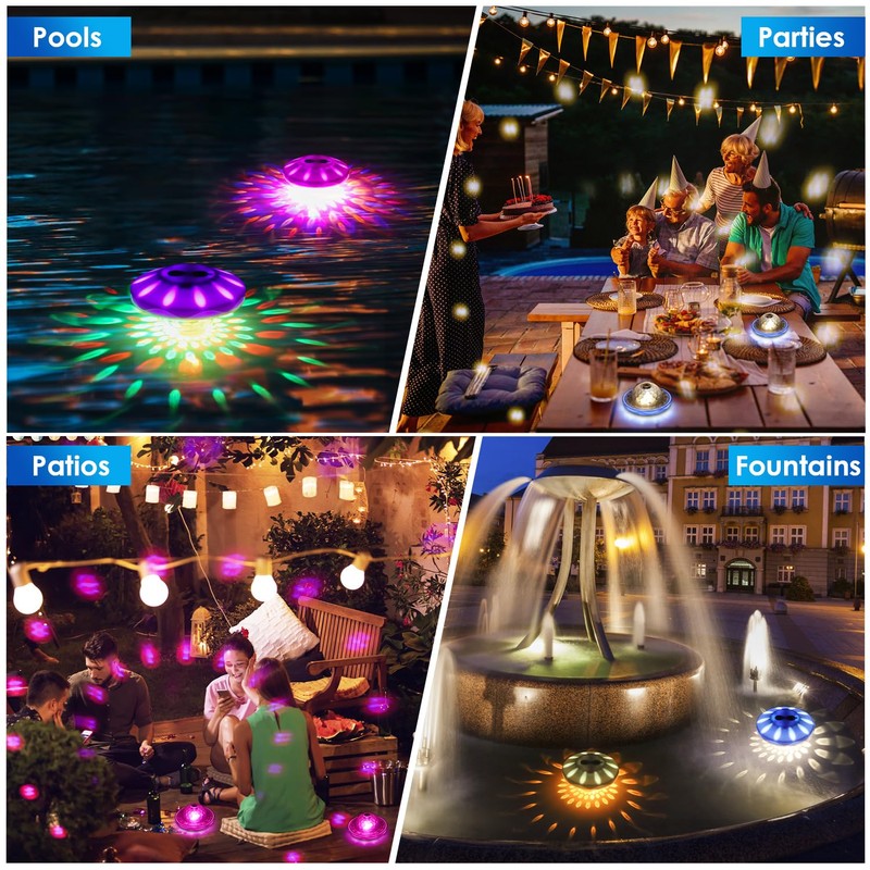 QOLNBY Floating Pool Lights, Rechargeable Pool Lights with 6 Dynamic