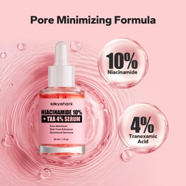 SilkyShark Niacinamide Serum (1 Fl Oz), 10% Niacinamide + 4% Tranexamic Acid Serum, Face Serums for Pore Minimizing, Dark Spots, Blackhead Removal, Hydrating, and Anti-Aging