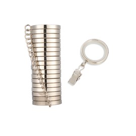 MODE Cambria Designer Series - Premium Easy Glide 18 Count Small Curtain Rings - Metal with Nylon Inserts and Clips - 1 inch Inner Diameter - use for rods 5/8" or Smaller - Polished Nickel