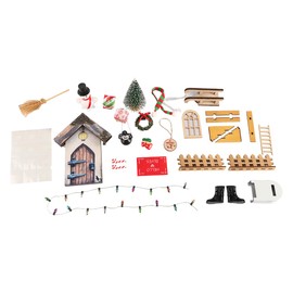 Sarini Mini Retro Garden Decoration Set Including Miniature Dwarf Christmas Garden Ornaments And Elf Door Sled DIY Christmas Decoration