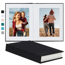 Pssoss Photo Album 5x7 with Writing Space Linen Cover 5x7 Photo Album Book Holds 30 Photos Ideal for Wedding Theme-Album and Baby Photo Albums (Black,30 Pockets)