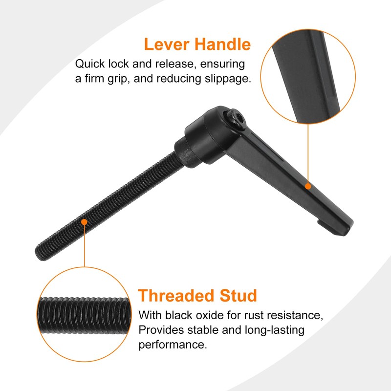 uxcell M8 x 80mm Adjustable Knobs Handle Male Thread Push