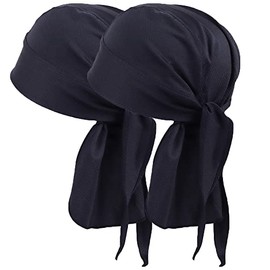 FORBUSITE Dew Rag Doo Rag Du Rag Sweat Wicking Beanie Black Skull Cap for Men Women