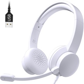 Masajoy USB Headset with Microphone for PC, Wired Headphones with Mic