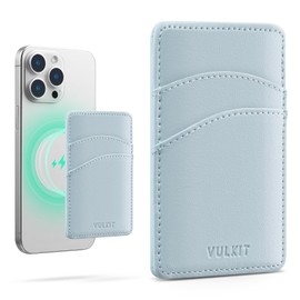 VULKIT Magnetic Phone Card Holder Slim Leather Women Credit Card Holder RFID Blocking Magsafe Blue Classic