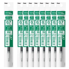 Pentel Ballpoint Pen Refill, EnerGel 0.7mm, Green, 10 Pens XLR7-D(10)