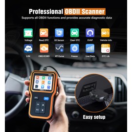UMEIJA OBD2 Scanner with Upgrade Battery Tester - Diagnostic Tool for Cars That Check Engine Light & Emissions Readiness Read and Clears Vehicle Error Codes for All OBD II Protocol Vehicles Since 1996