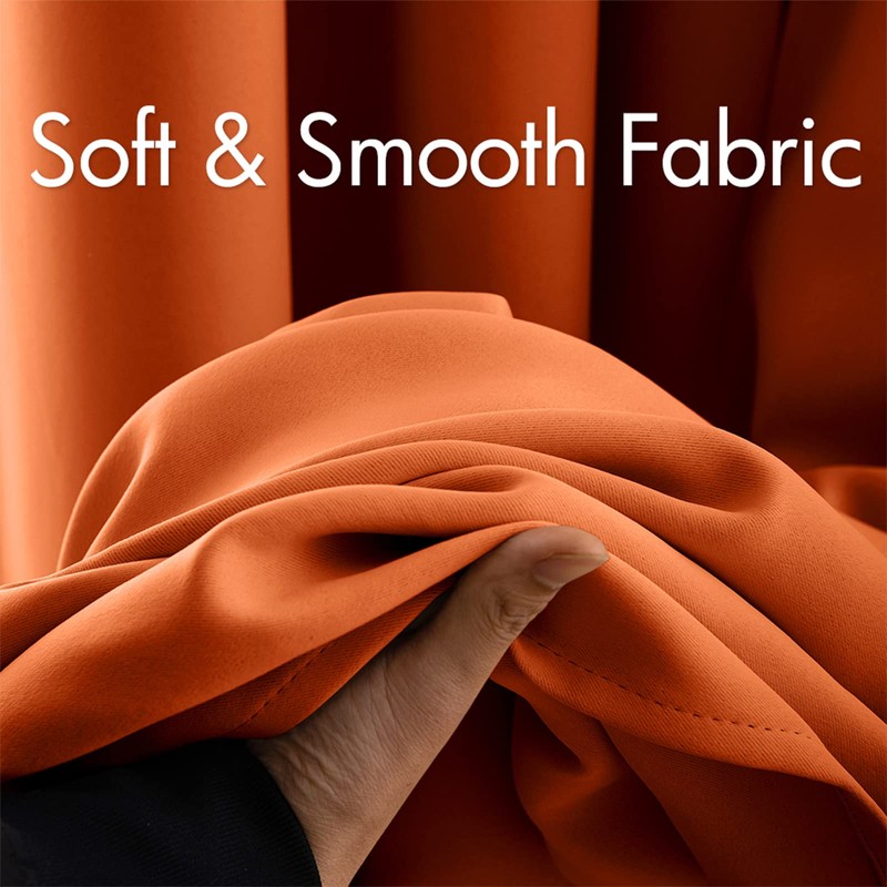 MIULEE 2 Panels Orange Blackout Curtains Room Darkening Thermal Insulated