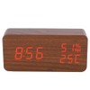 Wooden Digital Alarm Clock, Rectangular LED Red Light Wooden Clocks,