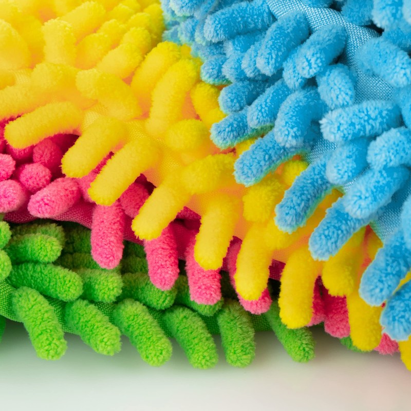 COM-FOUR ® [Set of 4 Floor Mop – Microfibre Chenille (Blue/Pink/Yellow/Neon Green)