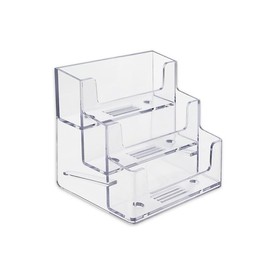 SOURCE ONE 3 Pocket Premium Clear Acrylic Business Card Holder (1 Pack)