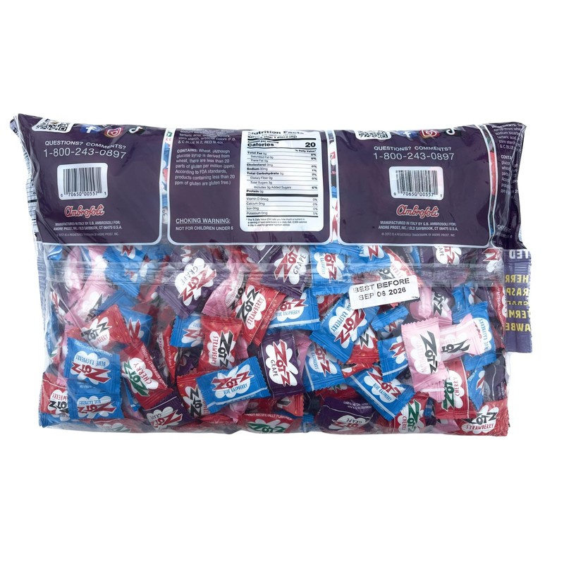 Zotz Fizzy Candy, 7 Flavor Assorted, 5-Pound Bag
