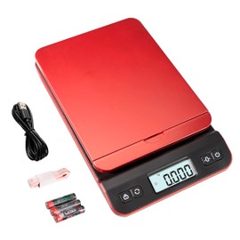 UNIWEIGH digital postwaage 39kg/86lb, briefwaage, paketwaage, plattformwaage, küchenwaage, grammwaage, postal scale mit Hold/Tara-Funktion für Büro, Haus,Lager, Markt, USB-Kabel, Maßband- Rote