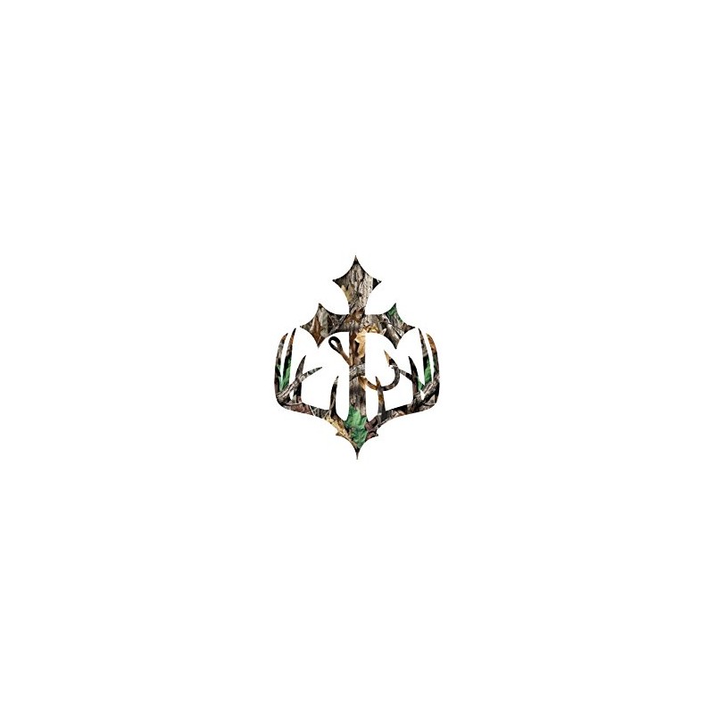 Cross Hunting Deer , Fish Hook Camo Decal