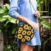 AHOMY Round Crossbody Wallet Watercolor Sunflower Fashion Circle Purse Messenger