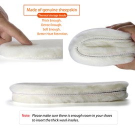 Yusimu 2 Pairs Sheepskin Insoles for Men & Women, Warm Fur Shoe Insoles, Thick Wool Fleece & Fluffy Lambswool, Comfortable Replacement Boot & Slippers Inner Soles,UK8(EU42) White