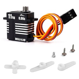 DIYmall - Mini servo digital de alto par de 11 kg, motor sin núcleo de alta presión, microservo programable para robot de coche RC (270 grados)
