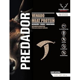 Predador Proteína de Carne de Venado en Polvo, Suplemento Alimenticio Natural, 500g, 16 Porciones, Sin Gluten, Paleo