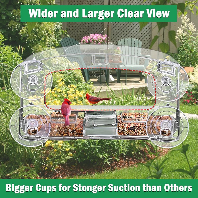 Jarkyfine Window Bird Feeder with Strong Suction Cup for Outdoors